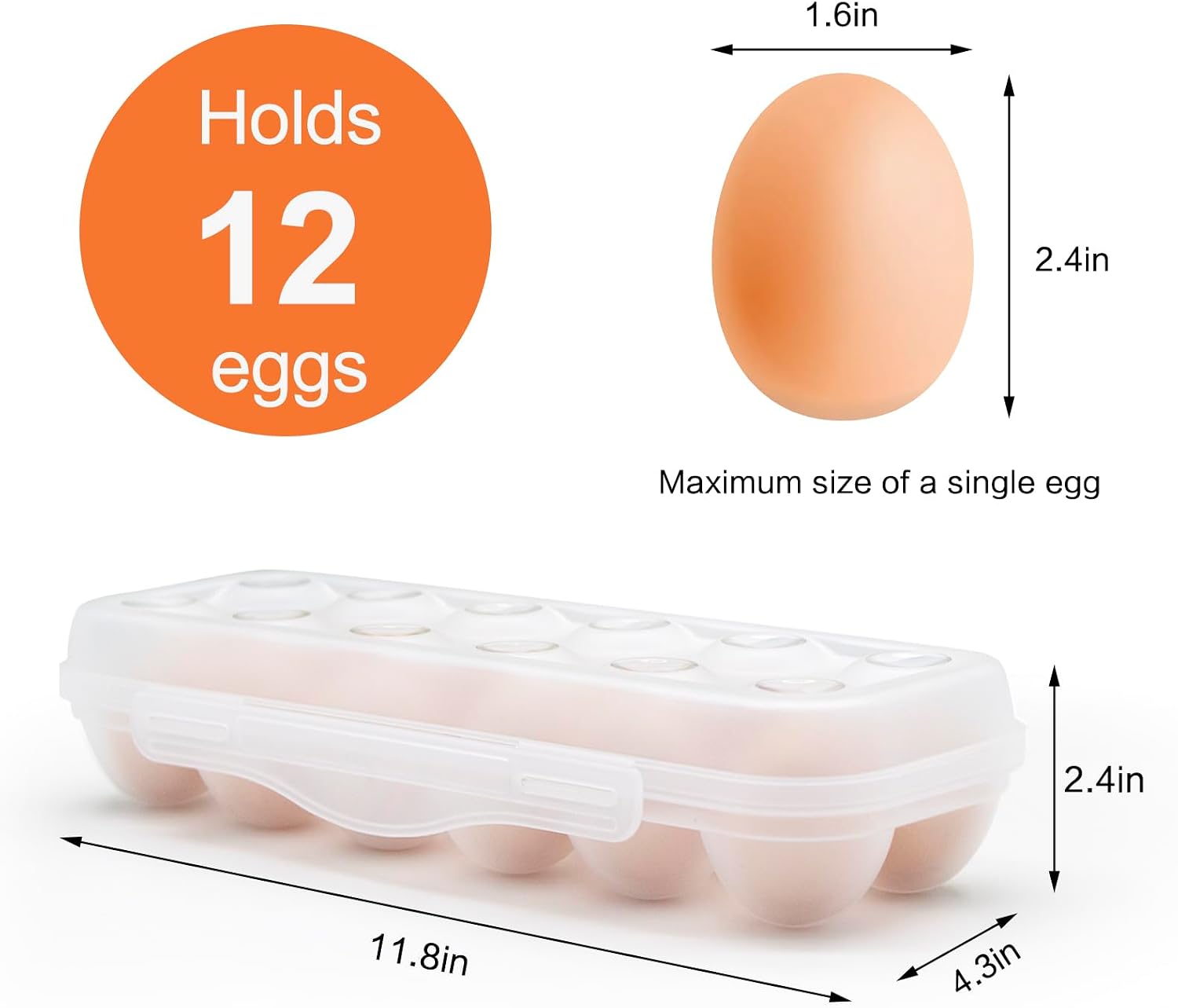 Egg Storage for Refrigerator, Egg Holder for Fridge with Lid, Stackable Egg Storage with Safety Buckle (2)
