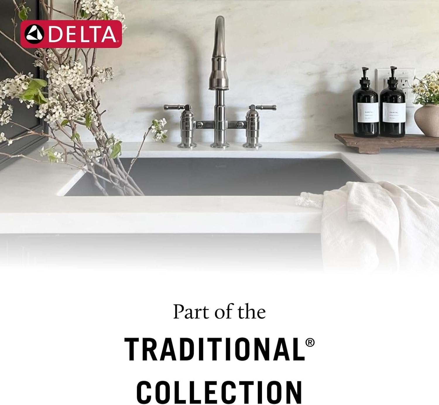 Delta Wall Mount Bathroom Faucet 3 Hole, Chrome Bathroom Sink Faucet for Vanity, Chrome T5797-WL (Valve Not Included)
