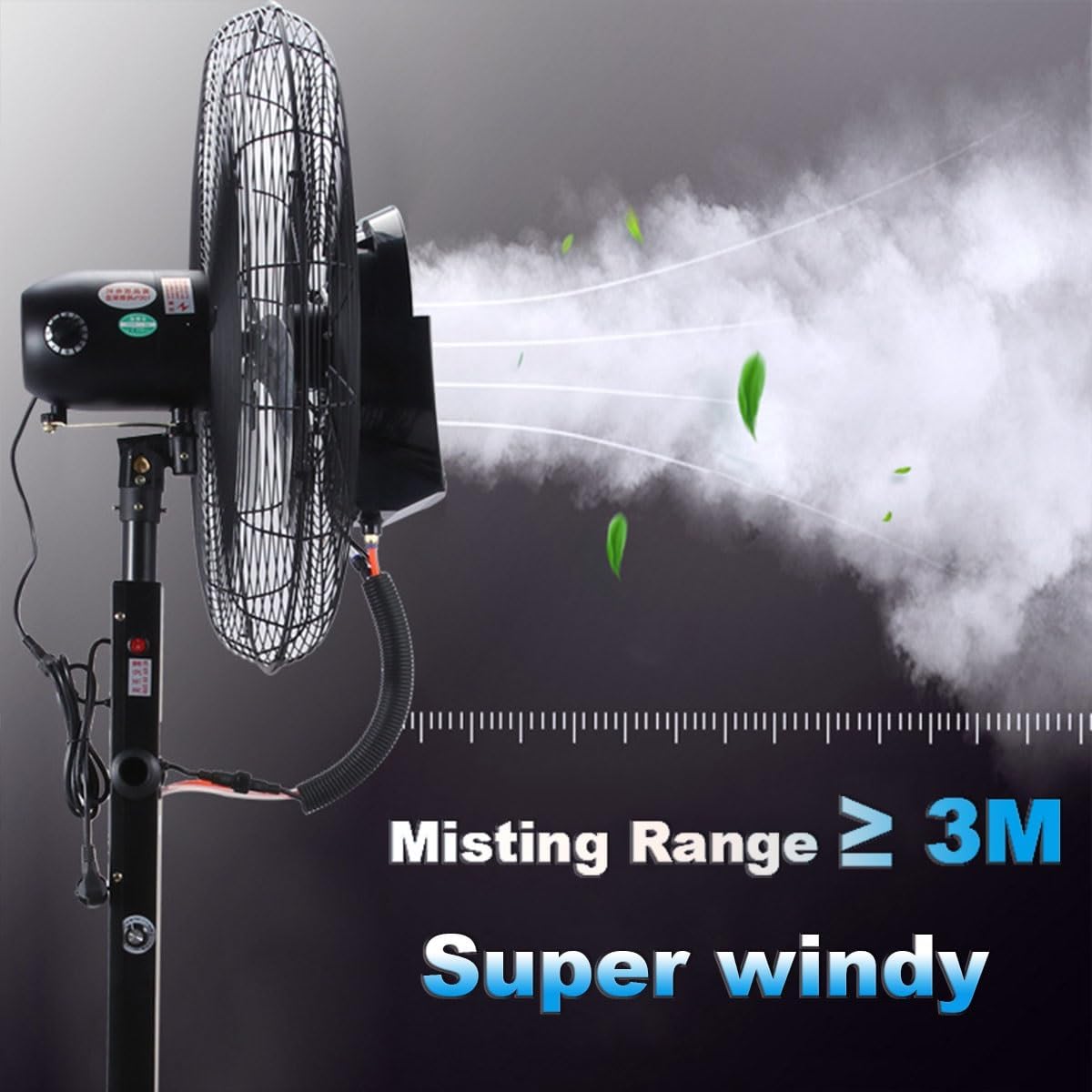 Outdoor Misting Fan Commercial Oscillating Fan for Patio, Portable Industrial Floor Pedestal Fan, Water Mist Cooling Spray Fan, with with 11 Gallon Tank, 3 Speeds ( Color : Fixed , Size : 75cm(30in) )