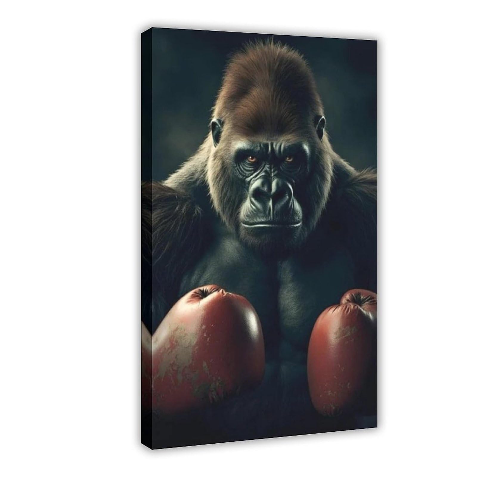 Qnvjqkdsi Frame Powerful Gorilla With Boxing Gloves, Animal Art Canvas Poster Bedroom Decor Landscape Office Room Decor Gift 16" L X 24" W