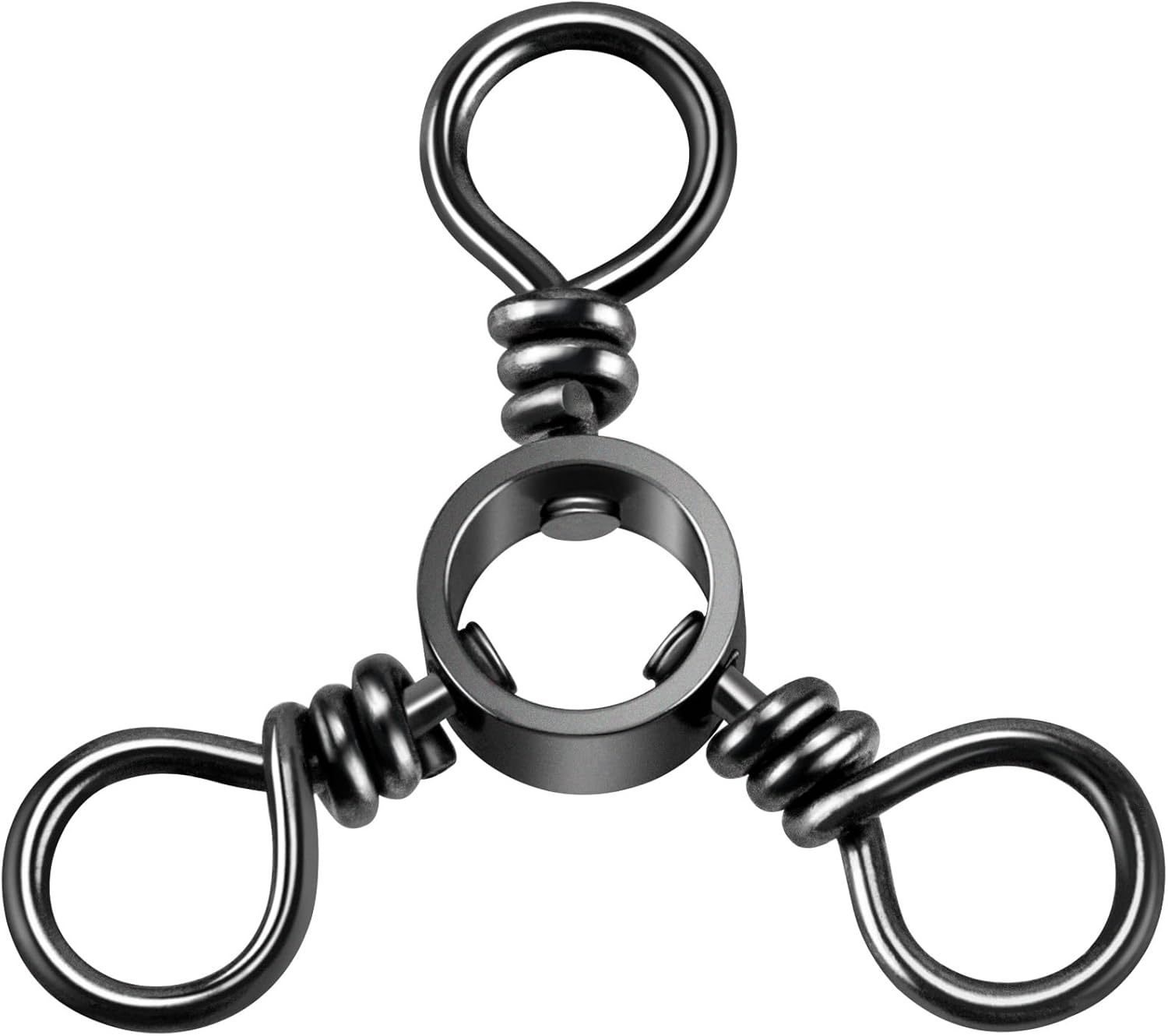 Alwonder 100-Pack 3 Way Swivels Fishing Tackle, 28-143LB Stainless Steel Black Nickel Three Way Swivel Fishing Swivels Connectors Saltwater Freshwater Surf Deep Drop Catfishing Rigs Tackle