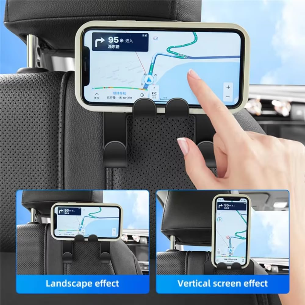 Car Back Seat Hook Hanging Storage Mobile Phone Holder Stand Lazy Rear Seat Phone Headrest Bracket For iPhone Samsung All Phones (1 PCS) — view 3