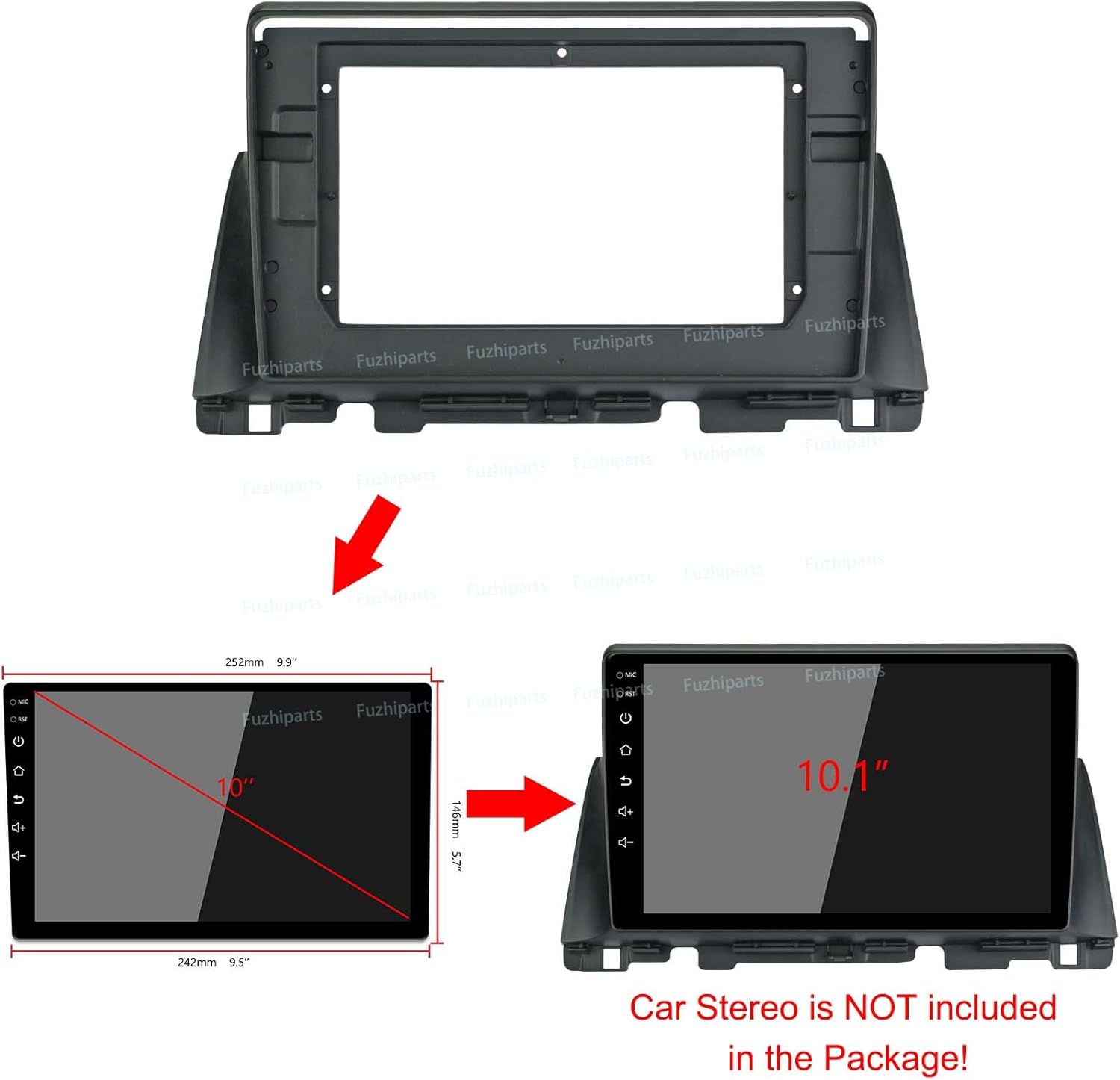 10.1'' Car Dash Radio Stereo Frame Fascia Bezel for KIA K5 Optima 2016-2019 Mount Trim Panel