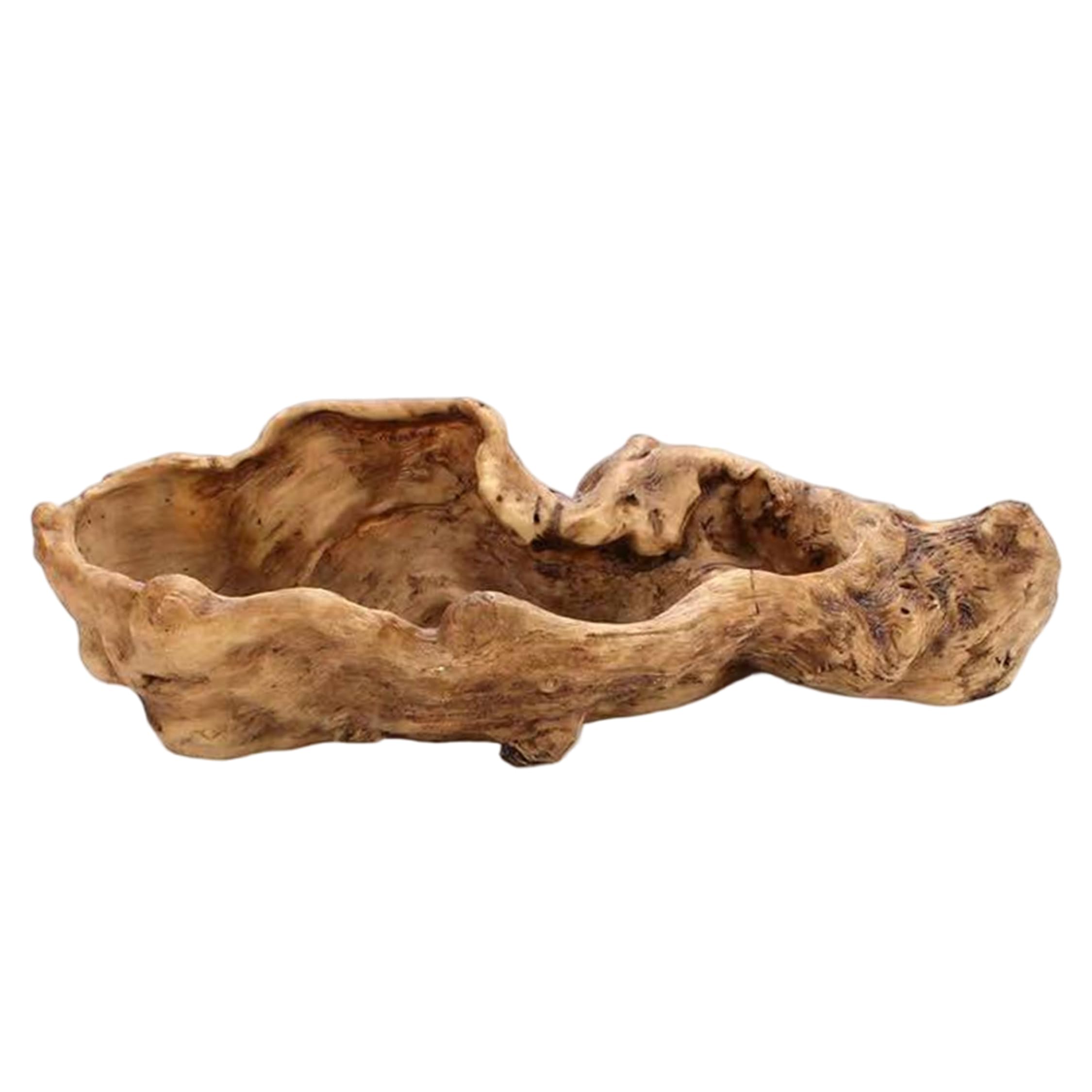 NASSMOSSE Driftwood Planter - Retro Weathered Resin Tree Stump Bonsai Pots, Succulent & Cactus Planter, Brown