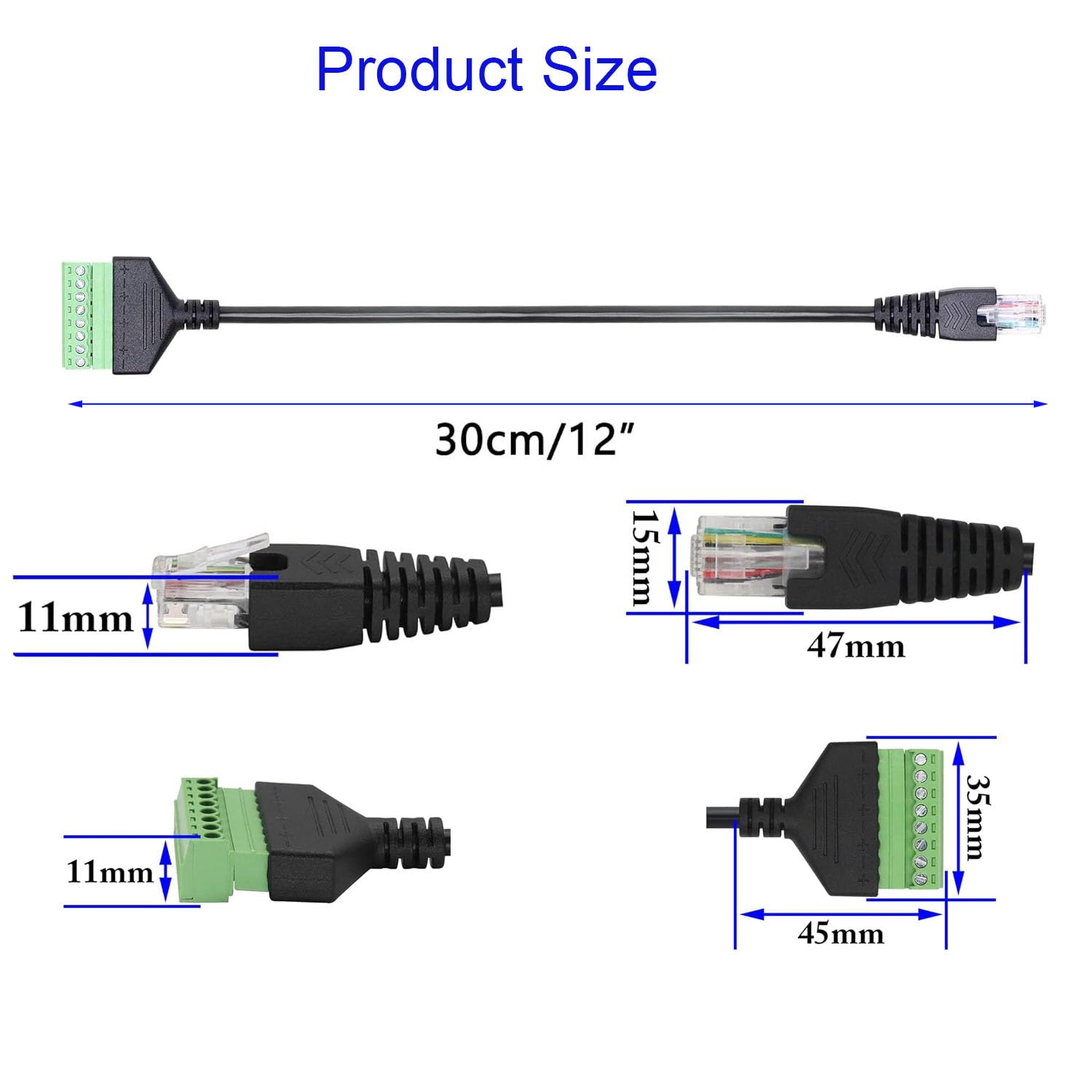 RJ45 Coupler Female To 8 Pin Screw Terminal - Cat7 Cat6 Cat5e Ethernet Adapter For CCTV DVR Systems