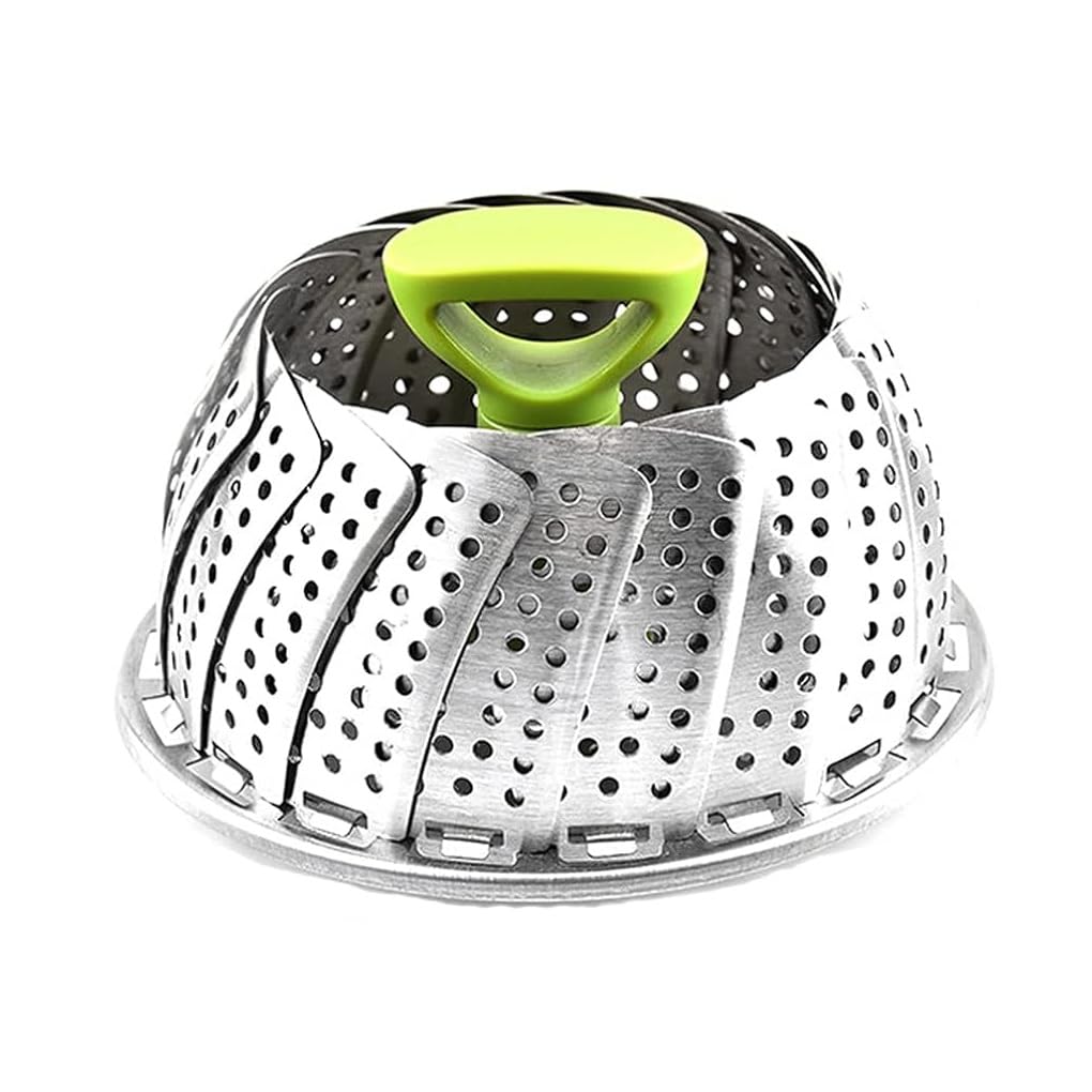 Voarge Stainless Steel Steamer Insert for Pot with Anti-Hot Extendable Handle and Non-Slip Legs