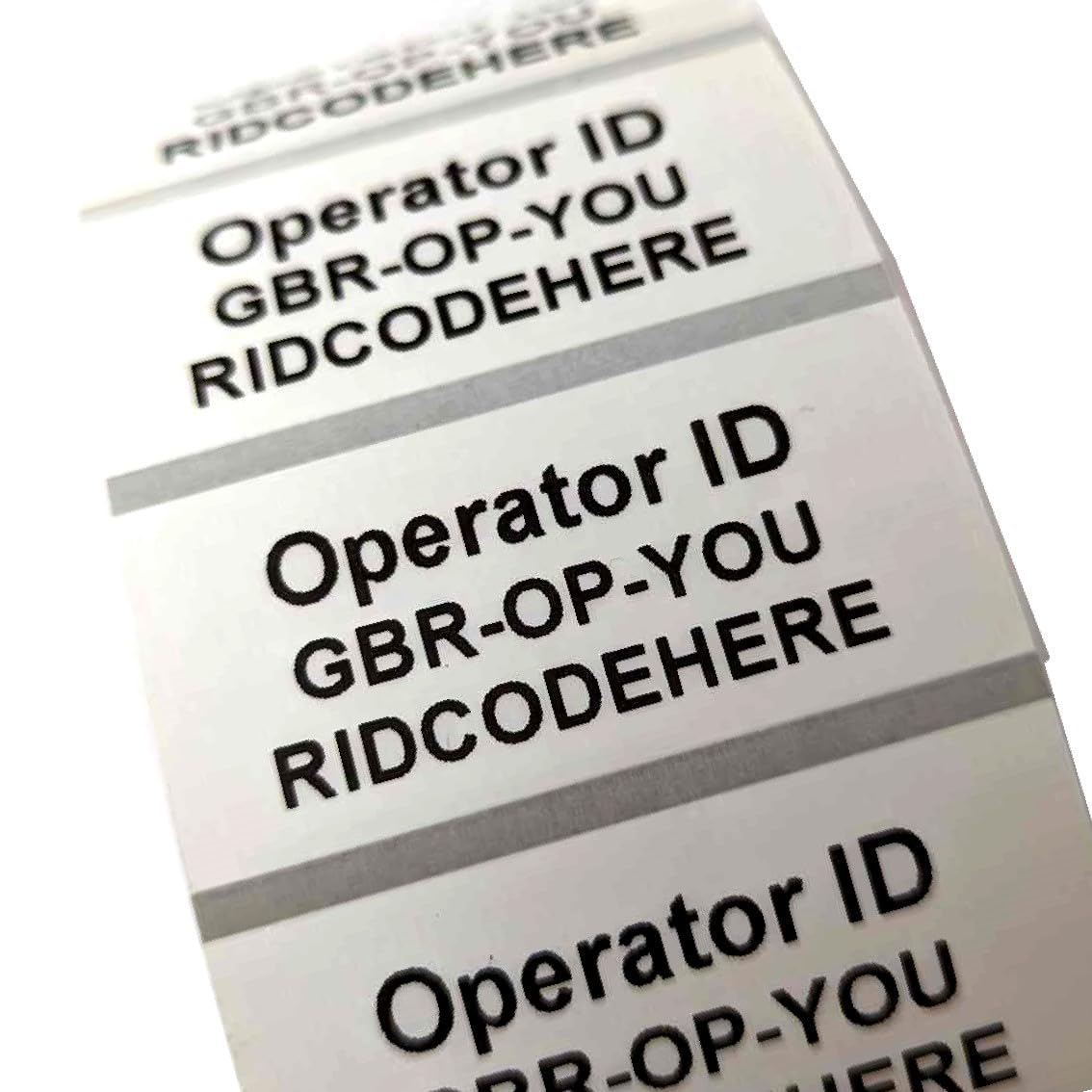 Waterproof Drone or Model Aircraft Operator ID Stickers CAA UK Regulatory Identification Labels 4cm FIVE (Transparent)