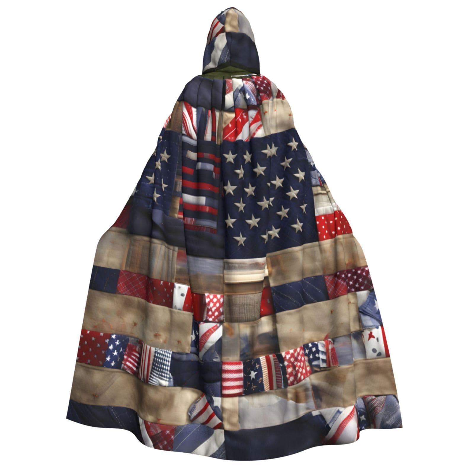 Cape à capuche drapeau américain patchwork à grand volume pour spectacles - 8
