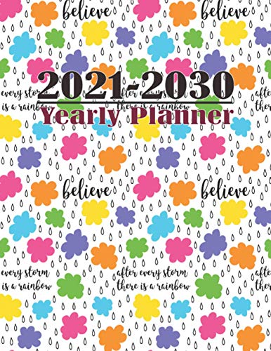 Yearly Planner 2021-2030: Ten Year Planner Calendar Organizer, Pretty Agenda