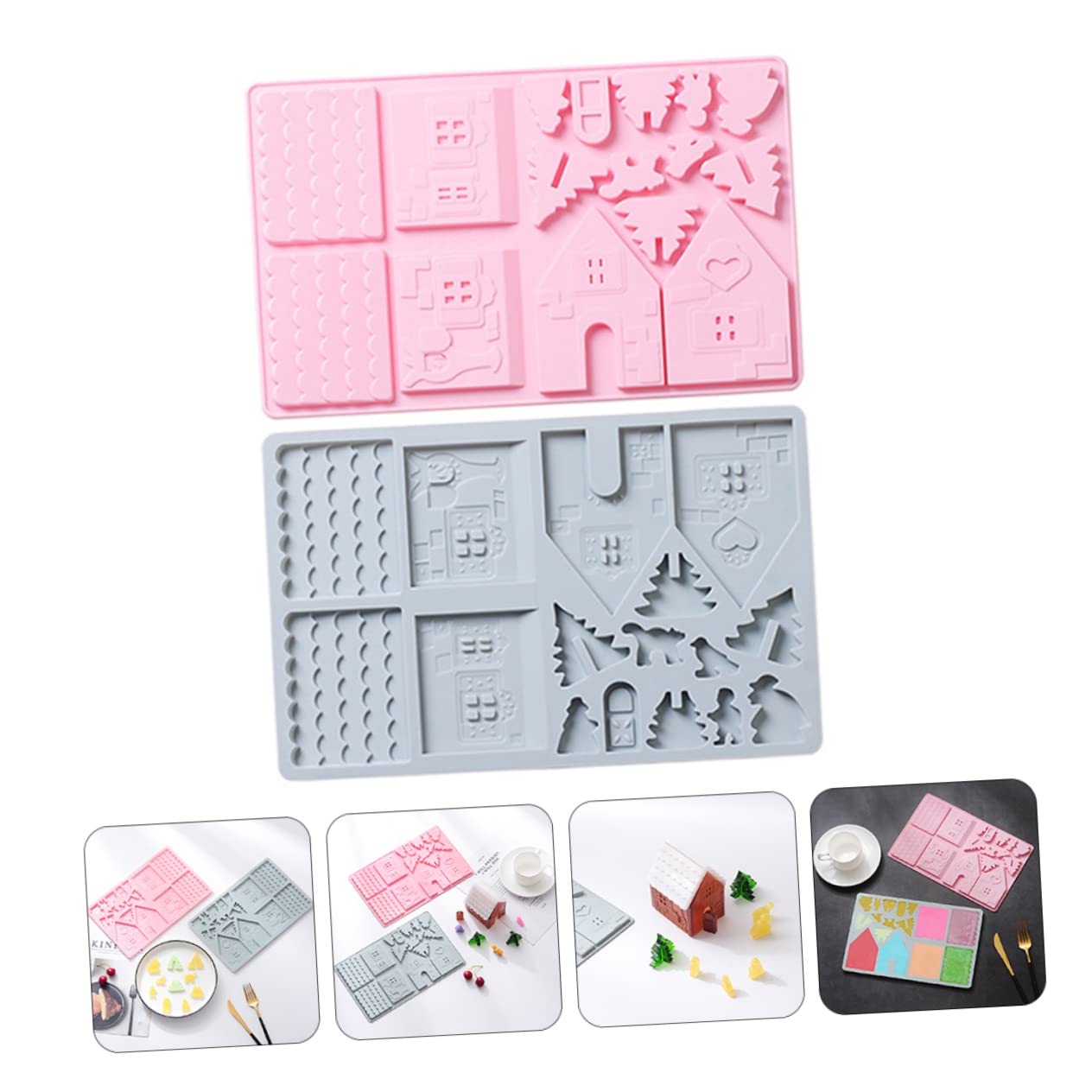 Alipis 7 Juegos Herramientas para Hornear Pasteles Forma De Hacer Dulces Molde para Muffins De Navidad Barra Xmas Cortadores De Galletas Molde De Silicona para Galletas Blue 2 Piezas * 7