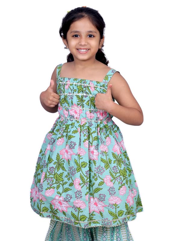 Zingle Girls Printed Full Sleeves Kurti With Sharara/Plazzoo Pure Cotton Fabric (Ethnic Wear) 2