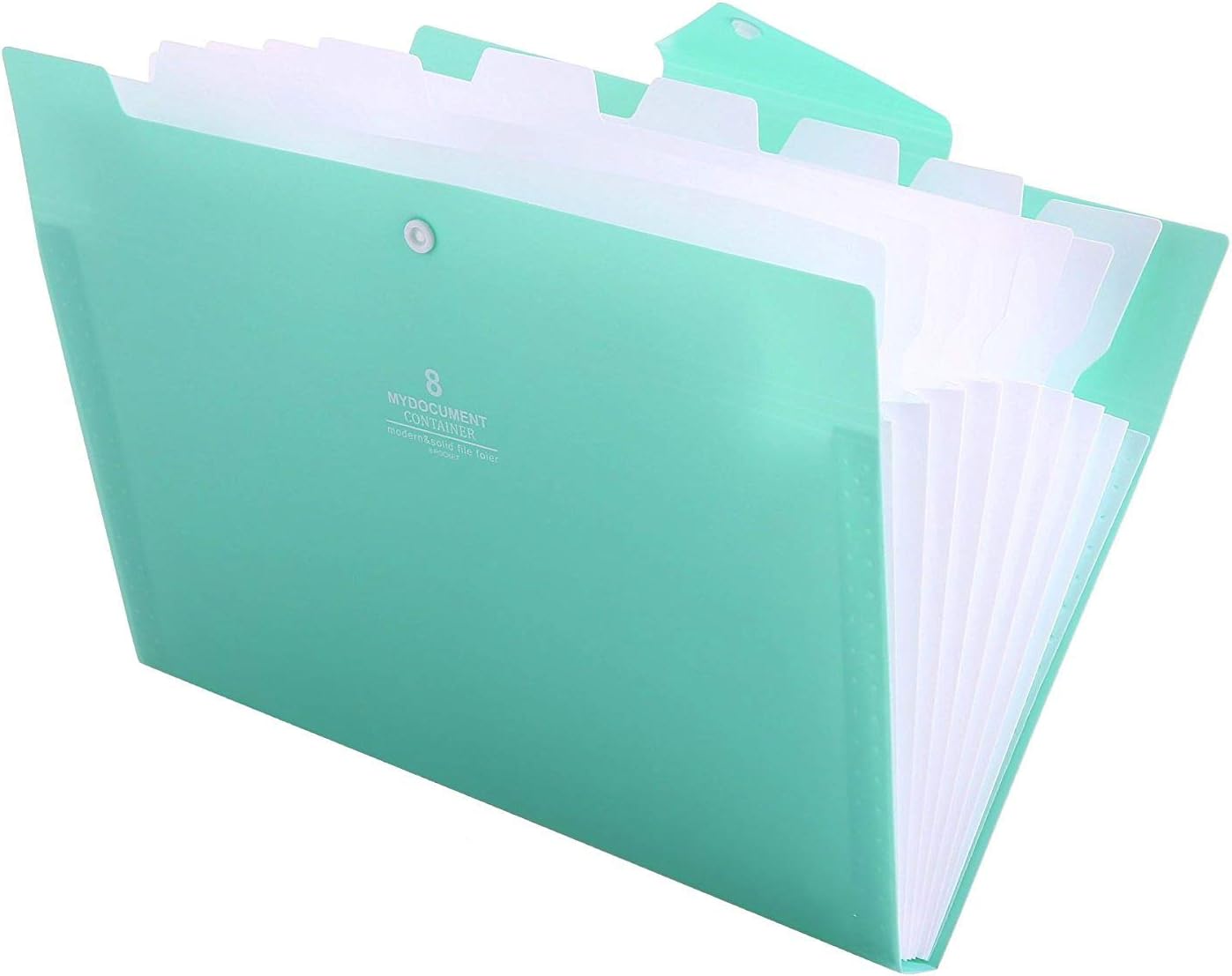 FHEAL File Folders Plastic 6 Pockets File A4 Letter Size 1/6 Cut Tabs Expanding File Folder with Snap Button Love Cute Documents Paper Organizer Accordion Folder for Students (Green 1 Pack 6 Pockets)