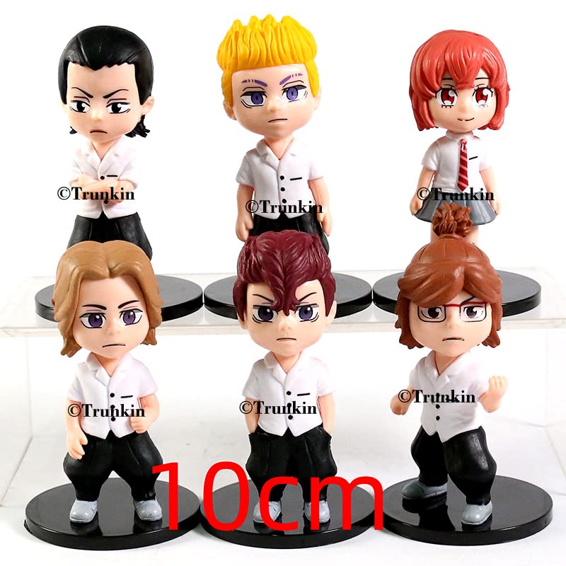 Trunkin | Tokyo Revengers Action Figure (Set A) 6 Pcs Figurine | Manjiro Sano Chifuyu Matsuno Takemichi Hanagaki Beeldje | Manga Weeb Collectible 10Cm Figurines