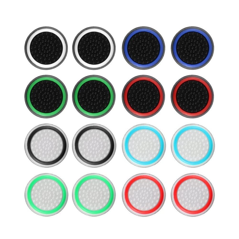 Anzailala 8 Pairs/16 PCS Controller Silicone Joystick Thumb Grips Caps,Luminous and non-slip,Suitable for 360, PS2,PS3, PS4