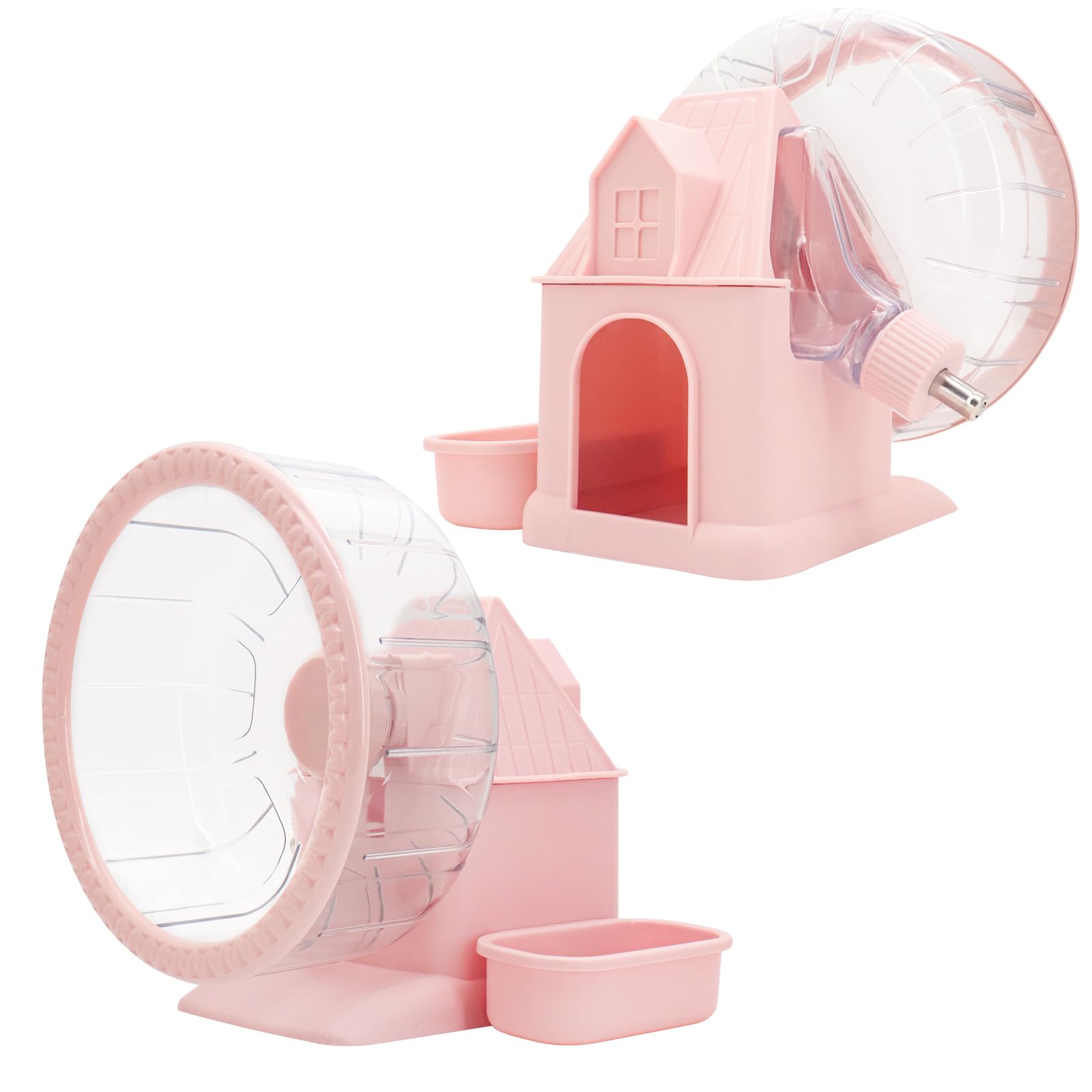 Ruota per criceti, ruota silenziosa 4 in 1 per esercizi con borraccia da 170 ml per criceti, ciotole per criceti, nascondiglio per criceti, gerbilli, ratti, topi, nani