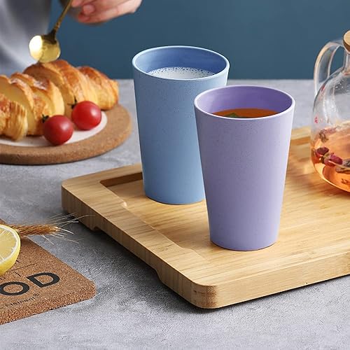 Miniatura 3 de Vaso grande de paja de trigo de 20 onzas, vasos irrompibles reutilizables para agua, taza de café apilable, vasos de jugo, taza para café, té, agua,