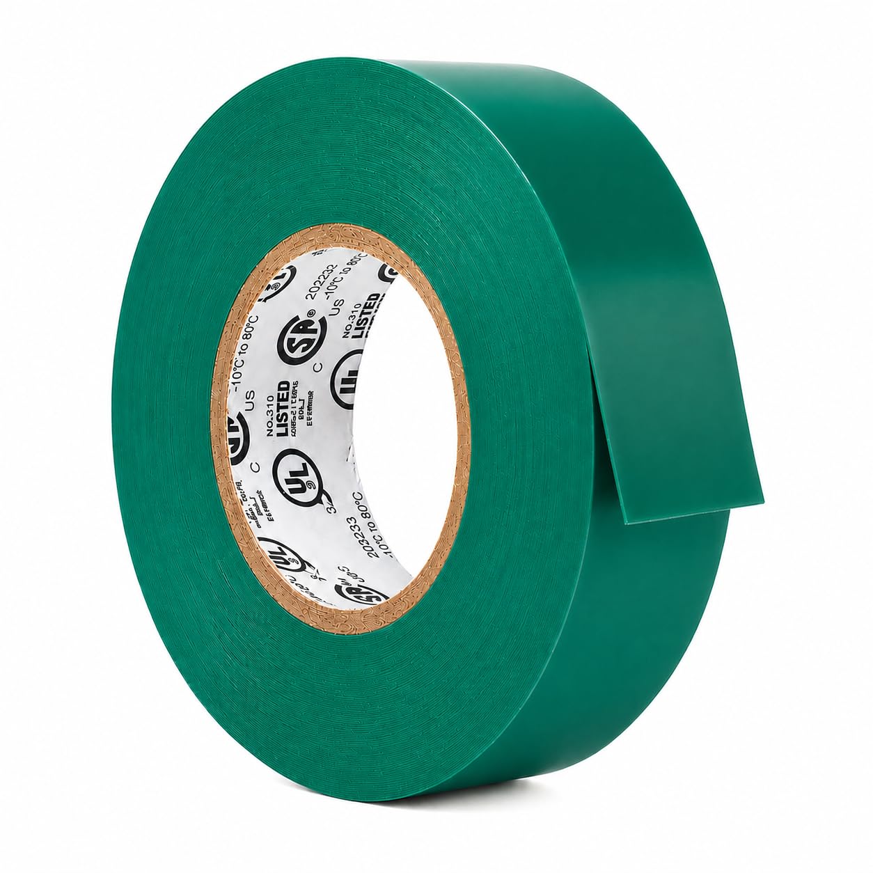 GGR Supplies EL-766AW Green General Purpose Electrical Tape, 1 Inch x 66 Feet, 7 Mil PVC, UL/CSA Listed Core, 600V Flame-Retardant Insulation for Wire Splicing, Bundling &amp; Color Coding, Pack of 1