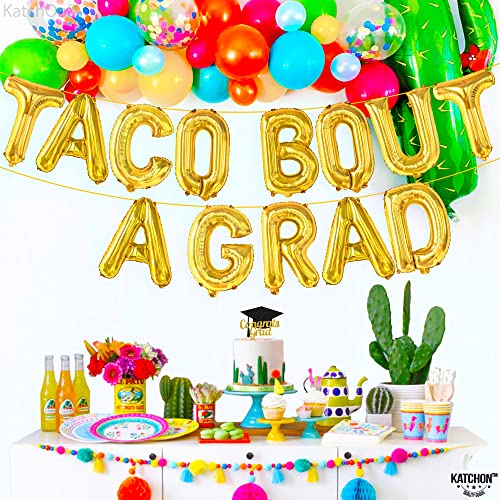 Image of KatchOn, Gold Taco Bout A Grad Balloons - 16 Inch | Foil Graduation Balloon Banner For Graduation Decorations 2026 | Taco Bout Grad Balloon For Mexican Grad Party Decorations, Graduation Decorations