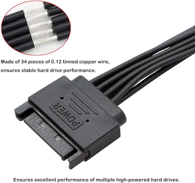 Cable de Extensión de Alimentación SATA de 15 Pines 32cm miniatura 5