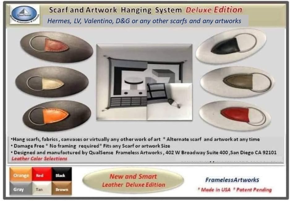 Scarf and Artwork Hanging System Deluxe Leather Edition