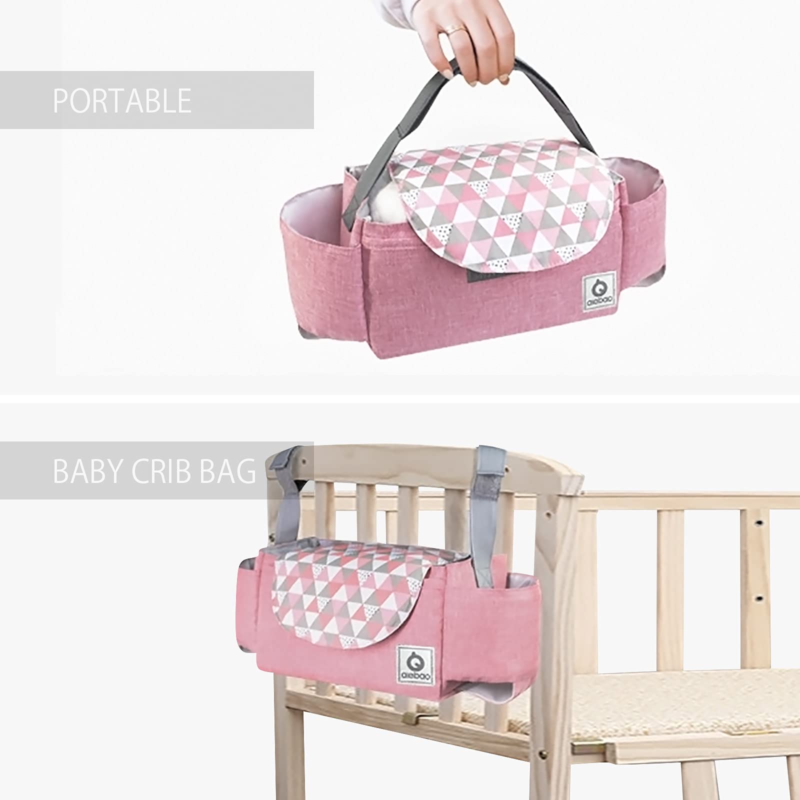 Borsa Organizer Per Passeggino SONARIN | Con Portabicchieri E Ganci | Universale Rosa - Foto 3