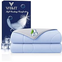 Vielit Cooling Comforter Queen Size for Hot Sleepers & Night Sweats, Luxury Lightweight Cooling Blanket, Soft Double Sided Breathable Summer Comforter,Q-Max>0.425,Machinewashable,90x90,Grey Blue