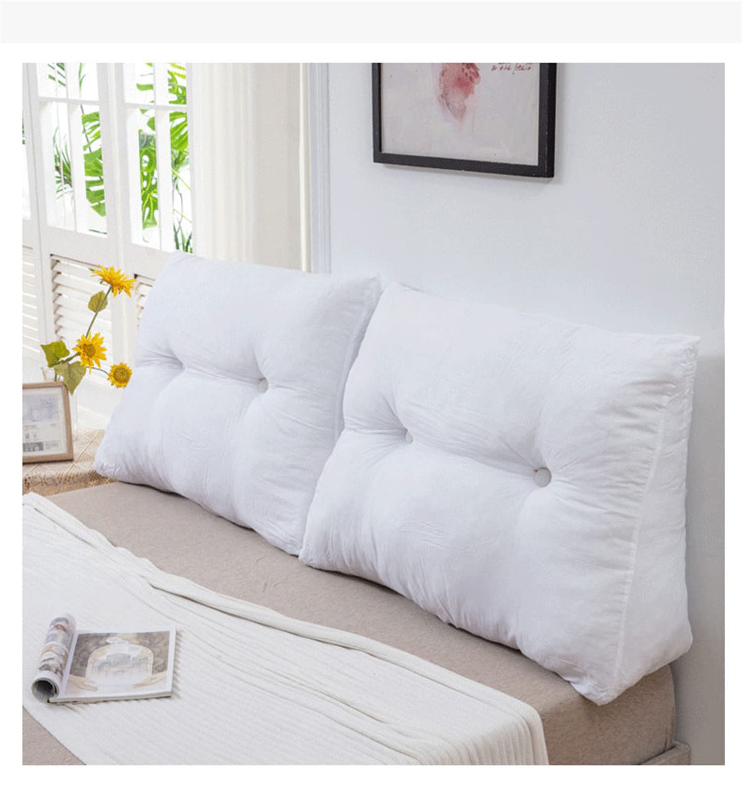 Cuscino Schienale Triangolare Per Letto E Divano - Blu Navy 90x35x20cm - Supporto Lombare E Gambe