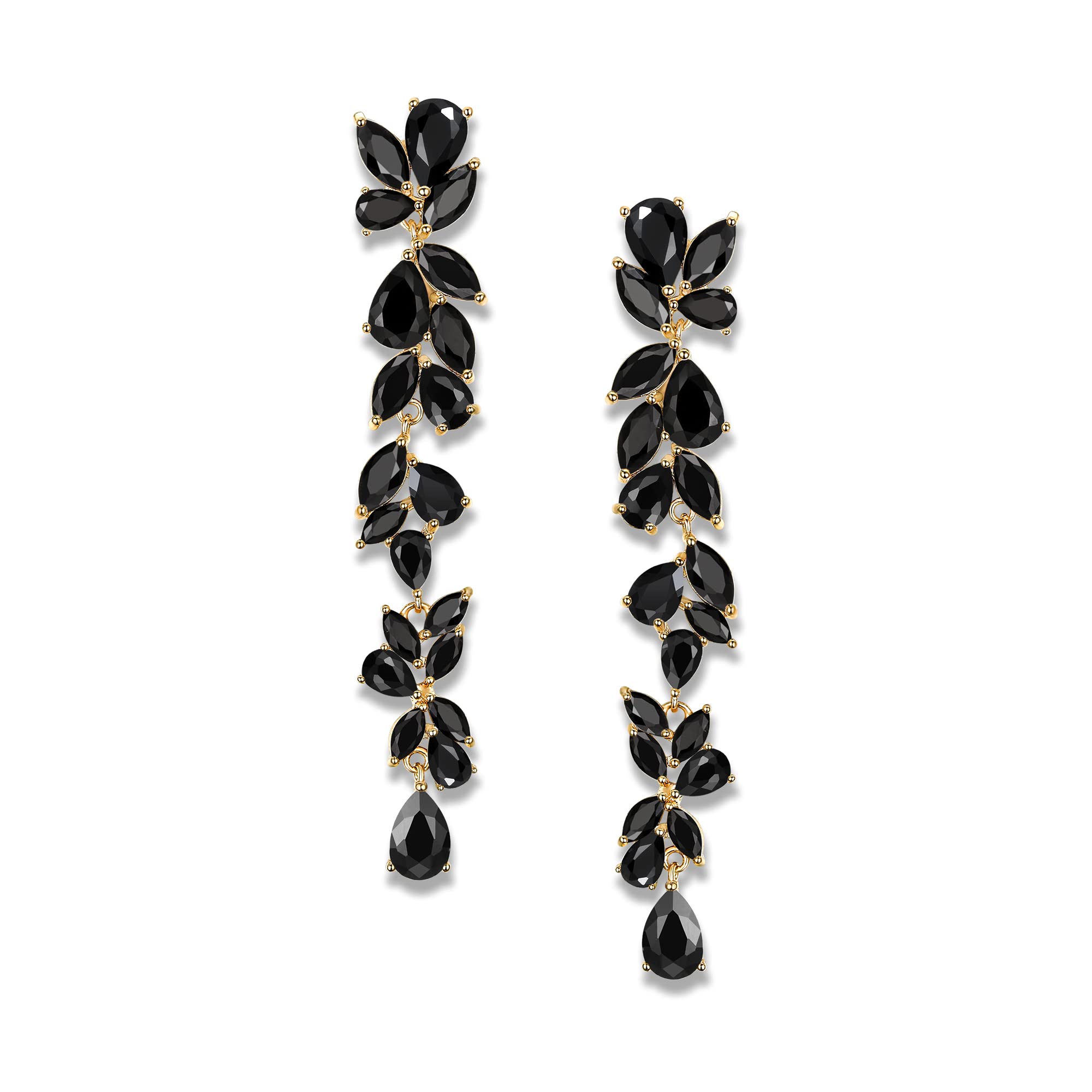 EVER FAITHPendientes Mujer Circonio Cúbico en Forma de Marquesa Flor de Cristal de Araña Aretes Cuelgan para Novia Boda