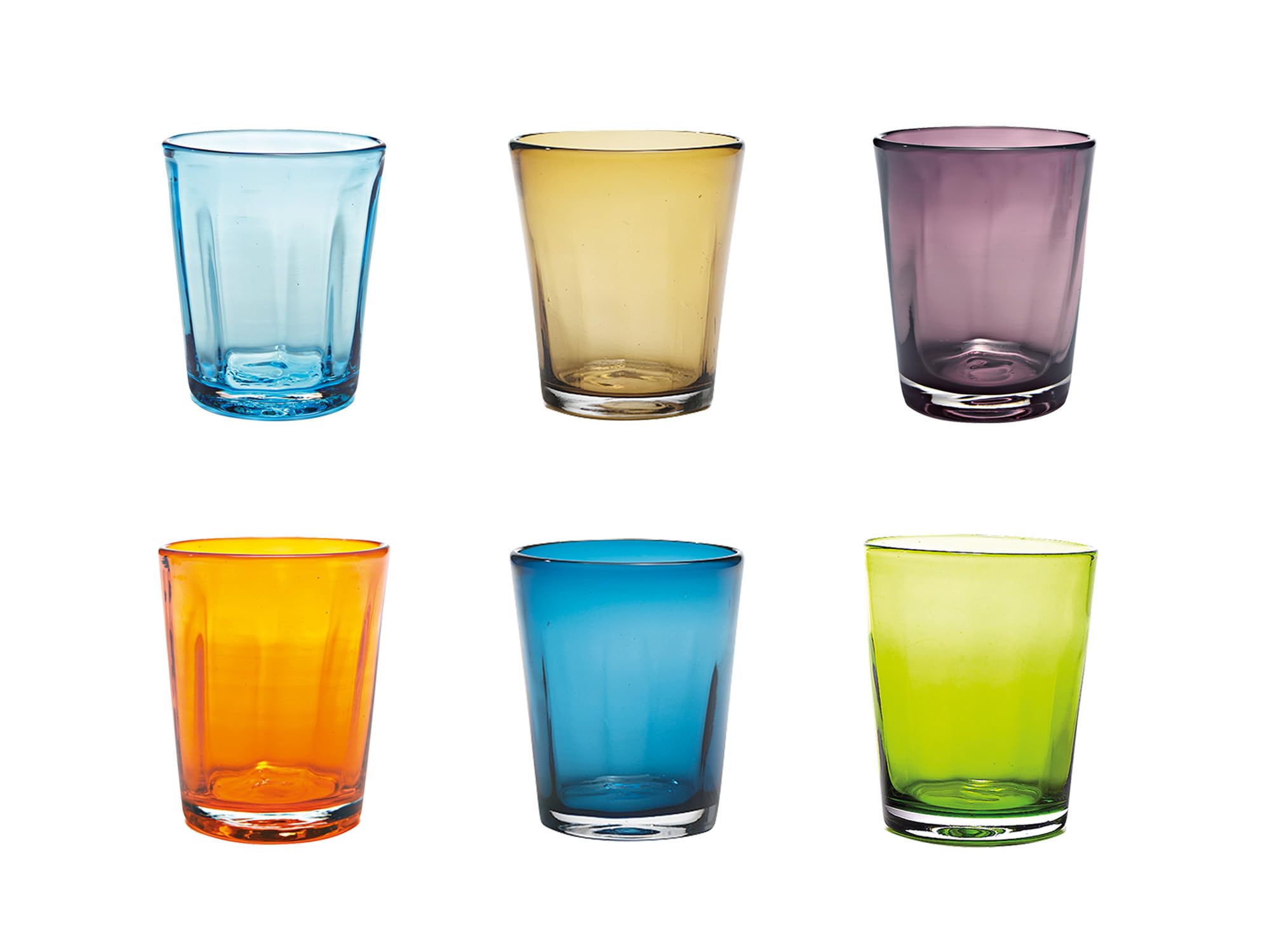 Zafferano Bei Bunter Mischkarton - Aquamarine, Amber, Amethyst, Orange, Tintenblau, Apfel-Grün, Set 6 Stück