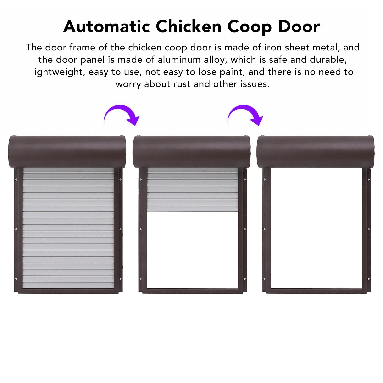 Puerta AUTOMÁTICA para GALLINERO con ENERGÍA Solar, Segura, Duradera, FÁCIL DE Usar, CÁMARA, DETECCIÓN REMOTA, Ideal para Aves DE Corral (Marrón)