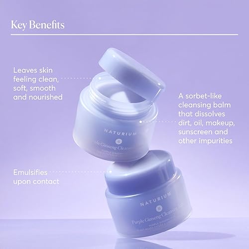 Miniatura 3 de Naturium Bálsamo limpiador de ginseng púrpura más ésteres a base de plantas y aceites ricos en linoleico lavado facial suavizante 31 onzas