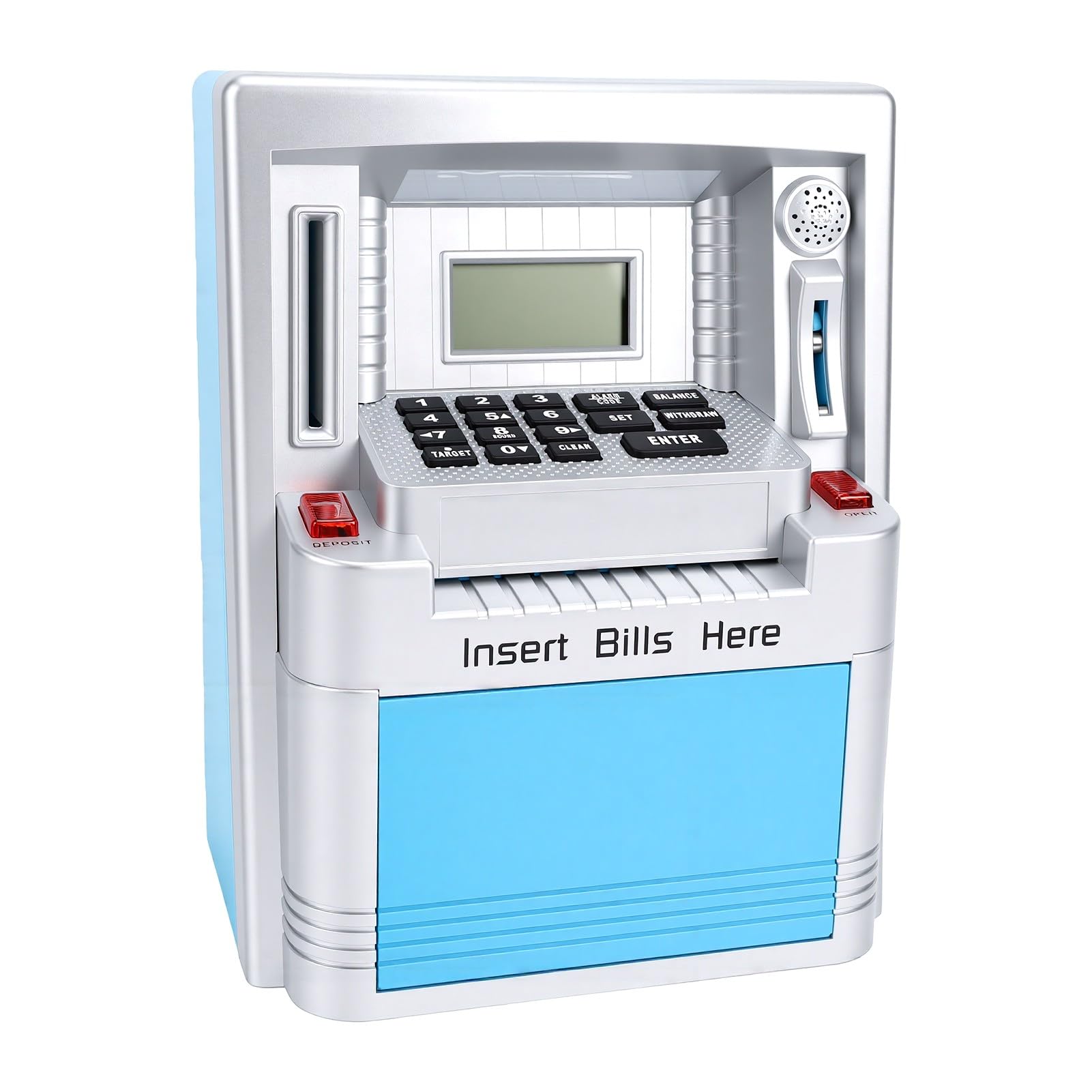 Salvadanaio ATM Interattivo Vocale per Bambini, Salvadanaio Elettronico con Conteggio Digitale con Protezione Tramite Password, Giocattolo di Risparmio Intelligente con Premi Sonori,