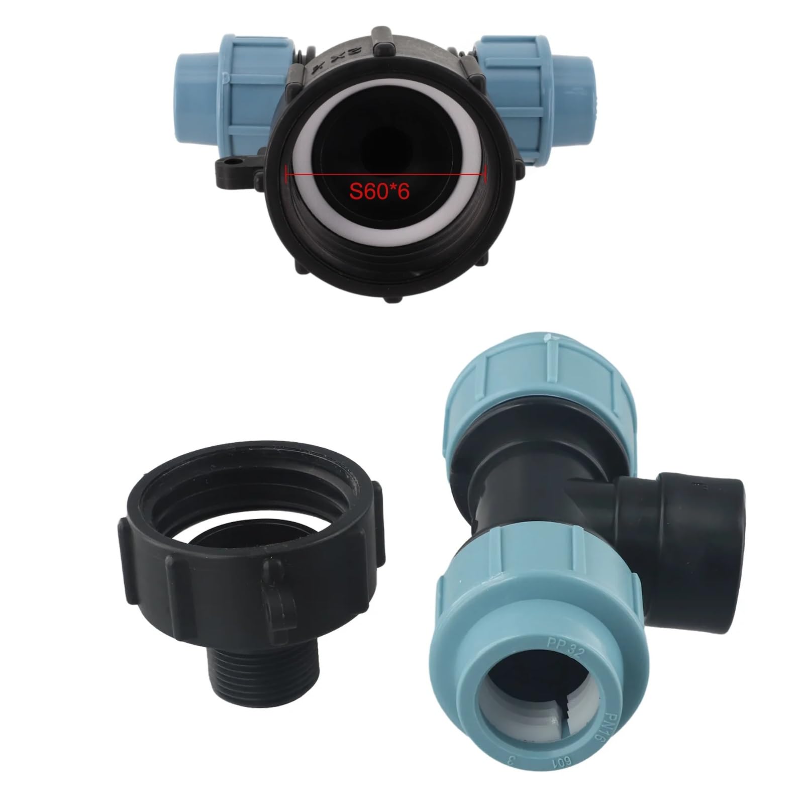 MiJunHD IBC Water Tank Pipe Three-way Outlet 20mm Joints Garden Water Connectors Tank Adapter For Tank Elbow Outlet Watering Irrigation Adapter Tool - Image 4