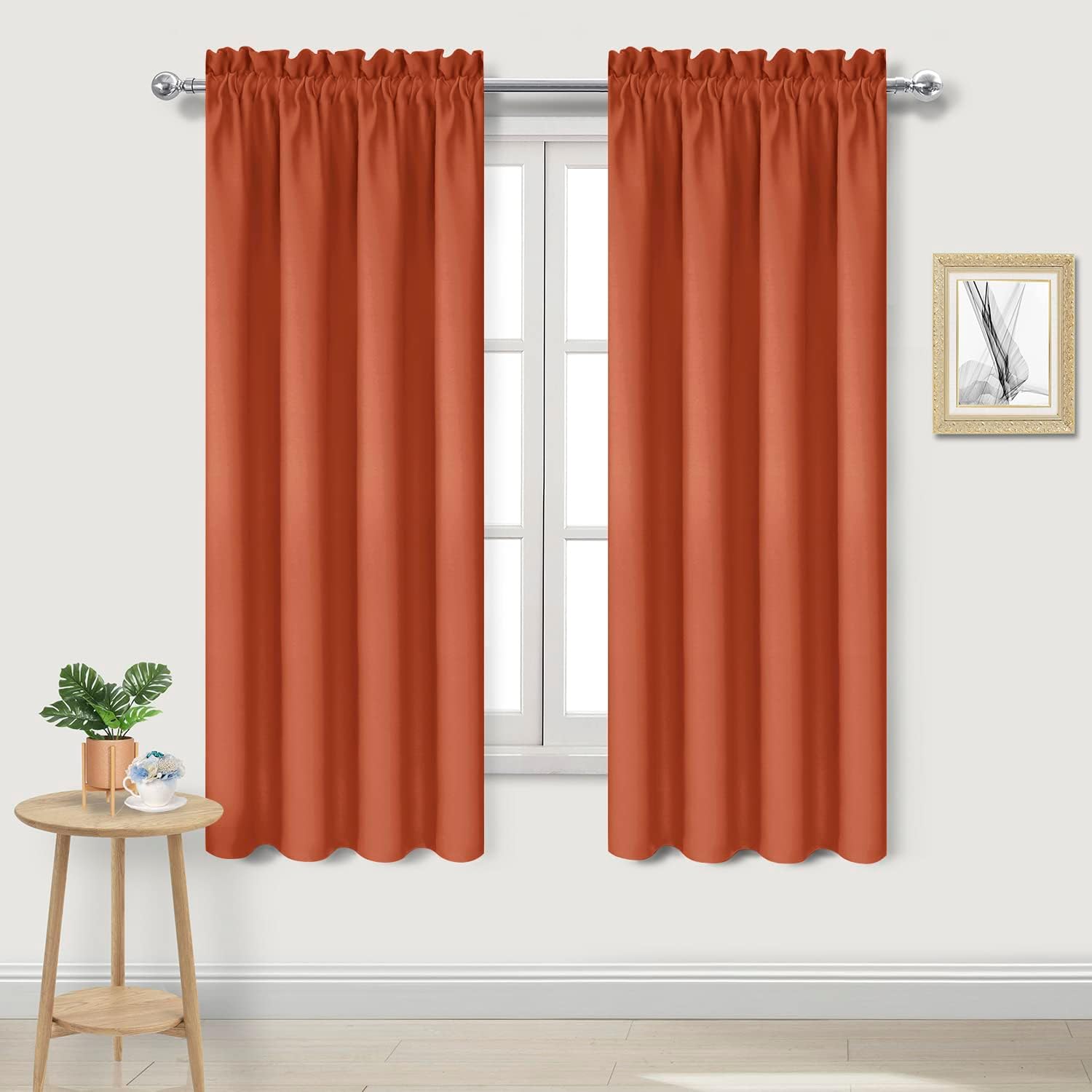 DWCN Blackout Curtains Thermal Insulated, Energy Saving & Noise Reducing Bedroom and Living Room Curtains, Burnt Ochre, W 42x L 72 Inch, Set of 2 Rod Pocket Curtain Panels
