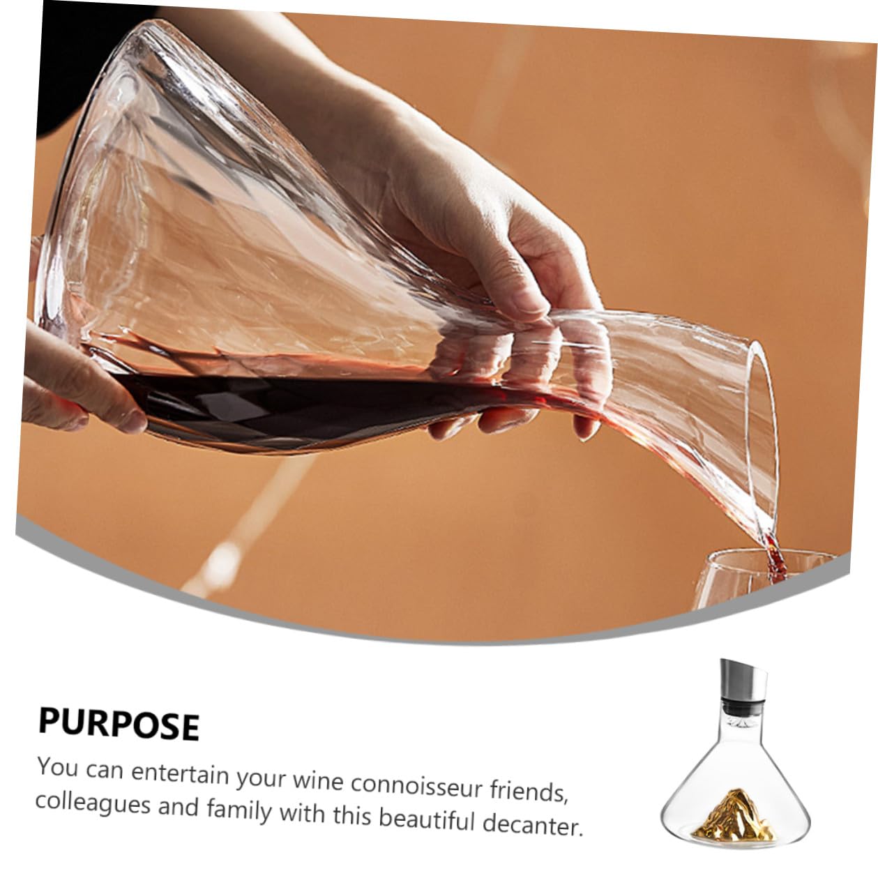 Decanter e Design Semplice in Cristallo Oro per Vino da 1500ml Aerazione Rapida Raffinato per Decorazione Mobile Bar e Degustazione