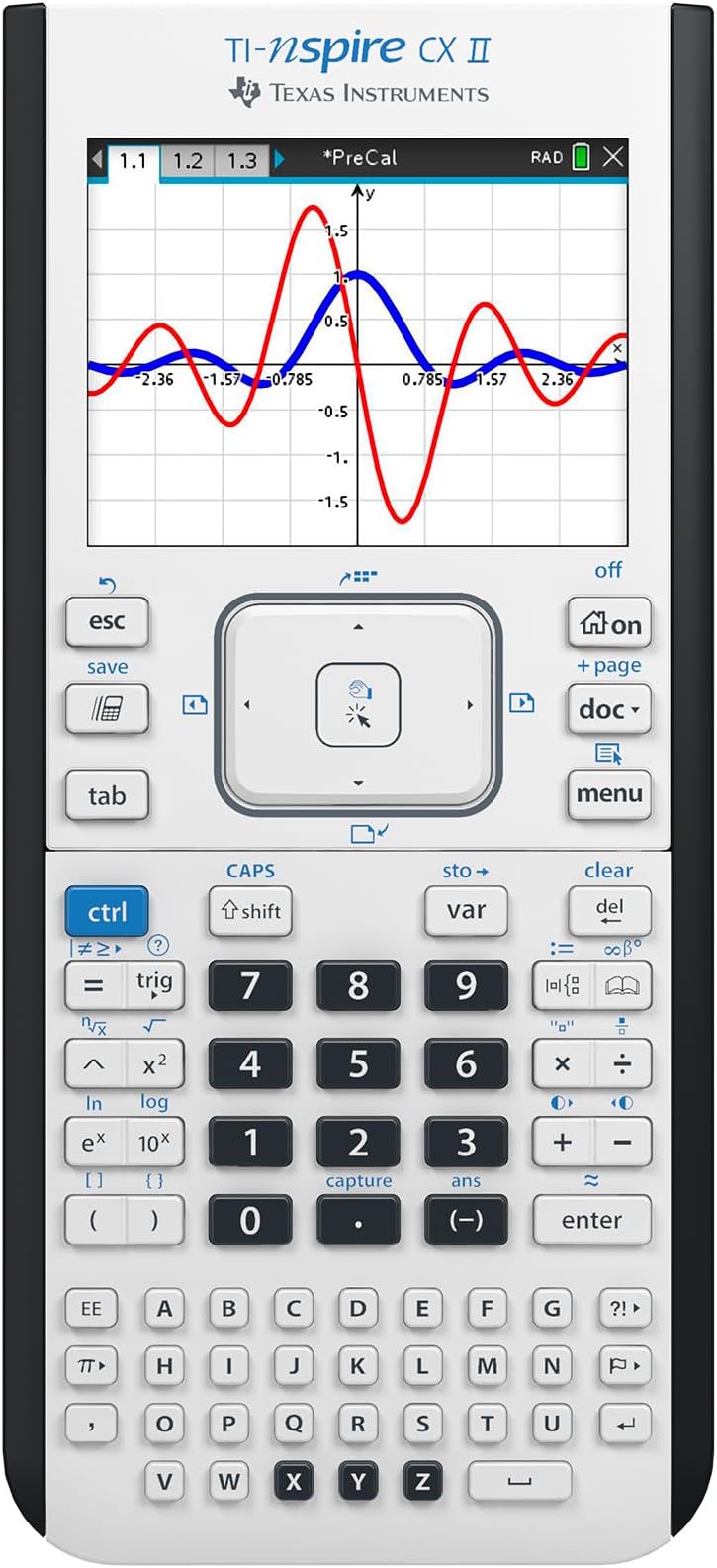 TI-Nspire CX II Color Graphing Calculator with Student Software (PC/Mac) White 3.54 x 7.48