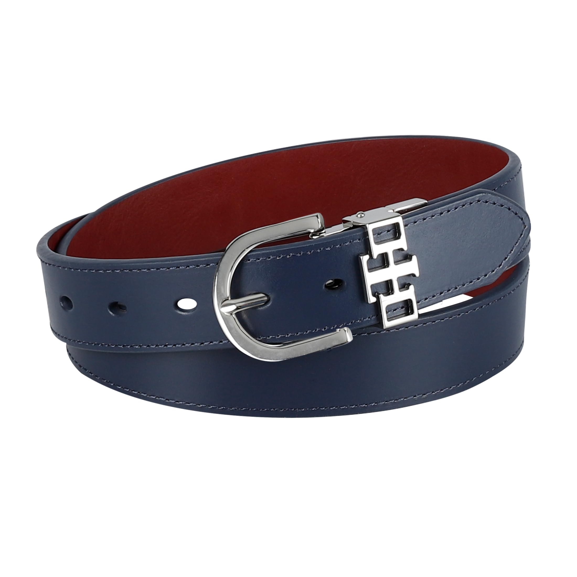 Tommy Hilfiger Women's Reversible Belt, Navy/Red, Medium