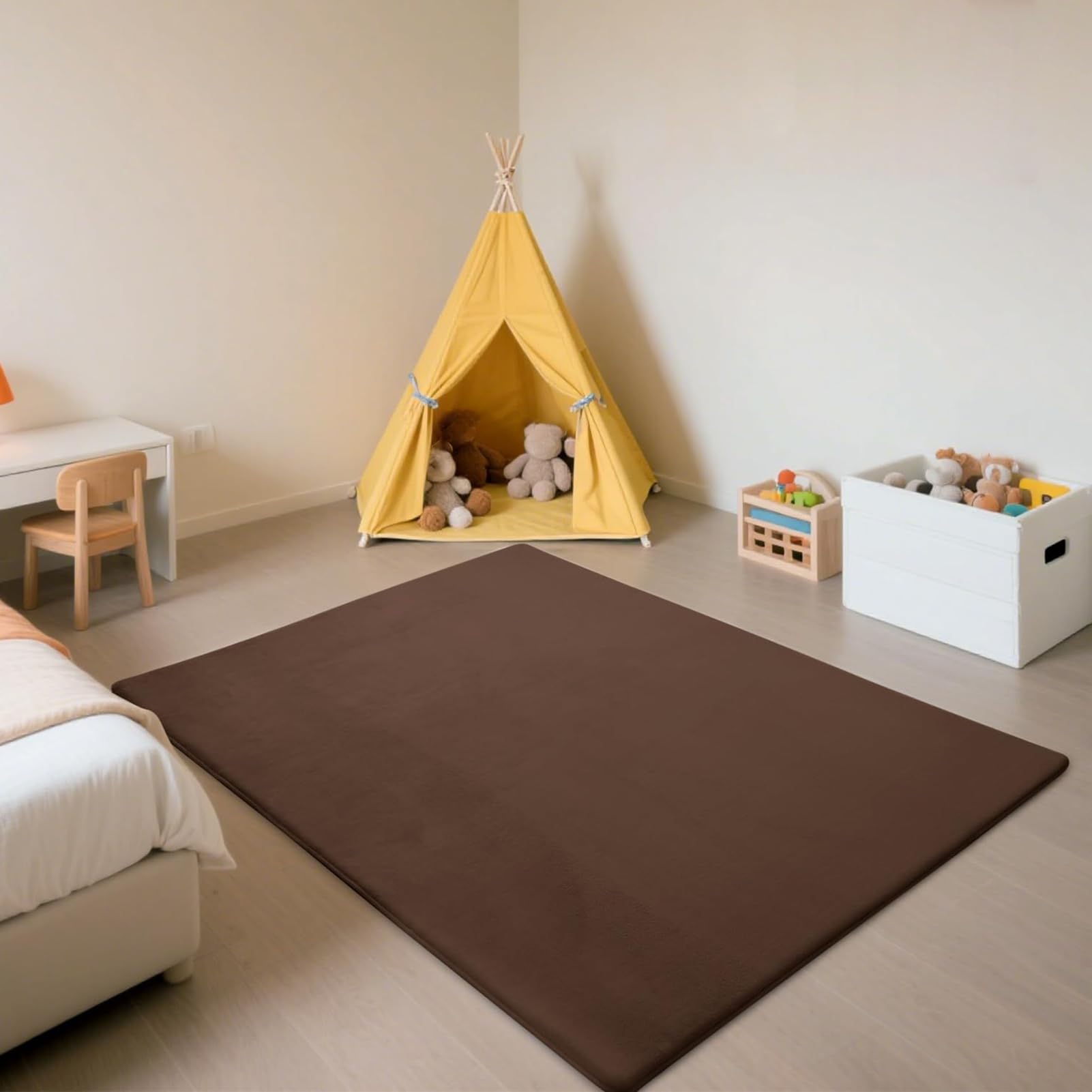 Krabbelmatte Baby Faltbar Spielmatte Kinder Spieldecke 120 x 180 cm, Kinderteppich 3cm Krabbeldecke Für Baby, Spielteppich, Bodenmatte Kinder, Babymatte Kindermatte Braun