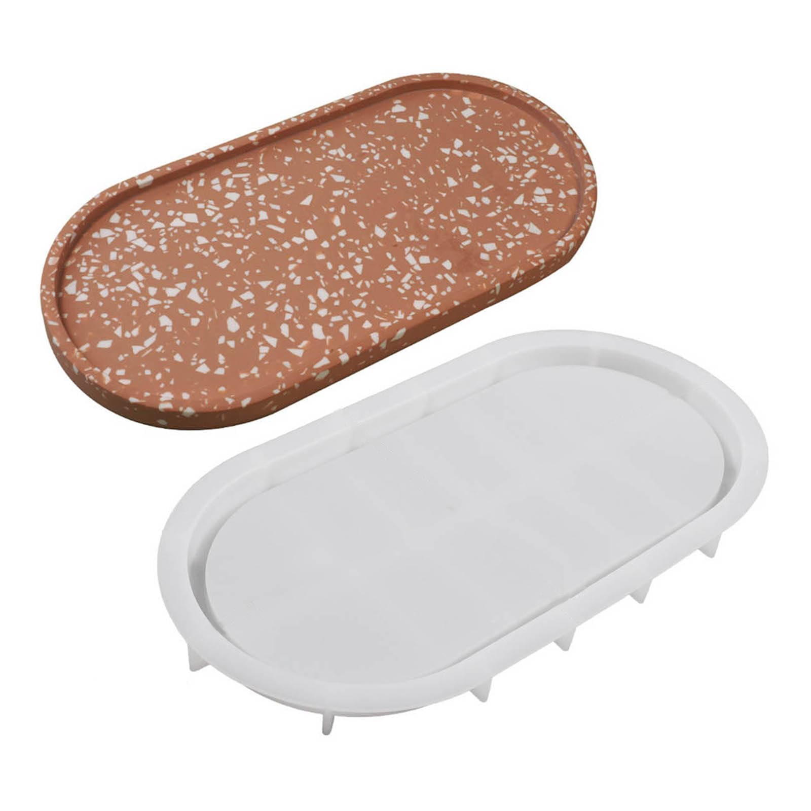 NEWFT Elliptical Disc Storage Tray Mold Crystal Epoxy Resin Gypsum Cement Silicone Mould Placemat Mold Craft
