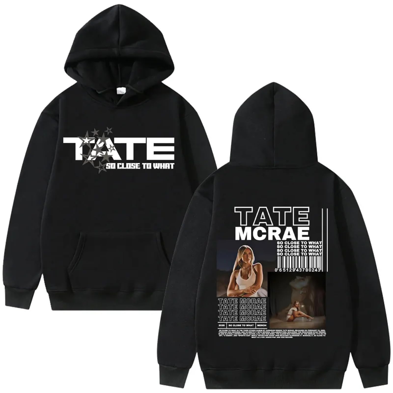 VBPOIYB Casual Oversized Hoodie Ta-te Singer Mcr-ae Album Hoodie Tour 2025 Men Women Hip Hop Street Sweatshirt (Black,L)