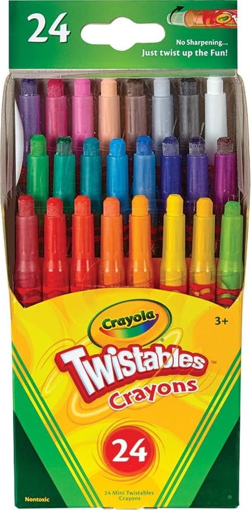 Crayola Twistables Crayons Coloring Set, Mini, Kids Indoor Activities at Home, 24 Count, Assorted