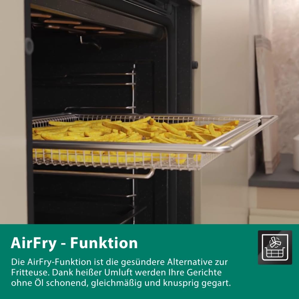Bauknecht BBI4S8HM1SK Einbau-Backofen 60 cm 73 l Heißluftbackofen AirFry PowerHeißluft 310 °C Pizzafunktion Schwarzglas