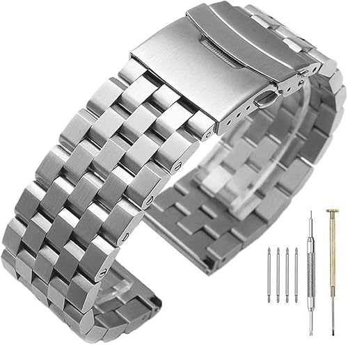 Correas de reloj de metal cepillado para hombres y mujeres, correa de reloj de acero inoxidable sólido 1820222426mm, correa de reloj de pulsera con