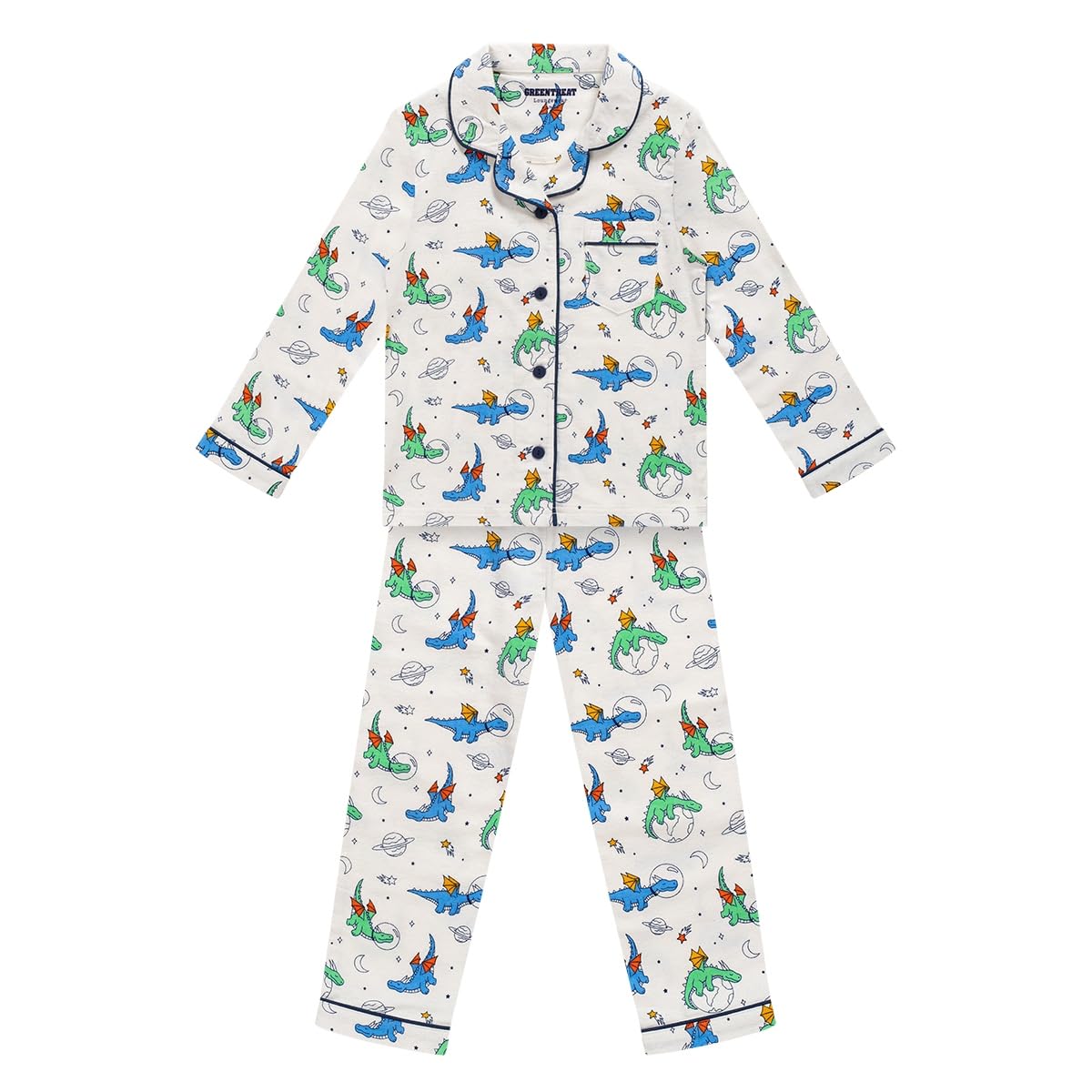 GREEN TREATBoys BLHGT058 1 Pack Greentreat Organic Cotton Dinosaurs Print Pyjama Set