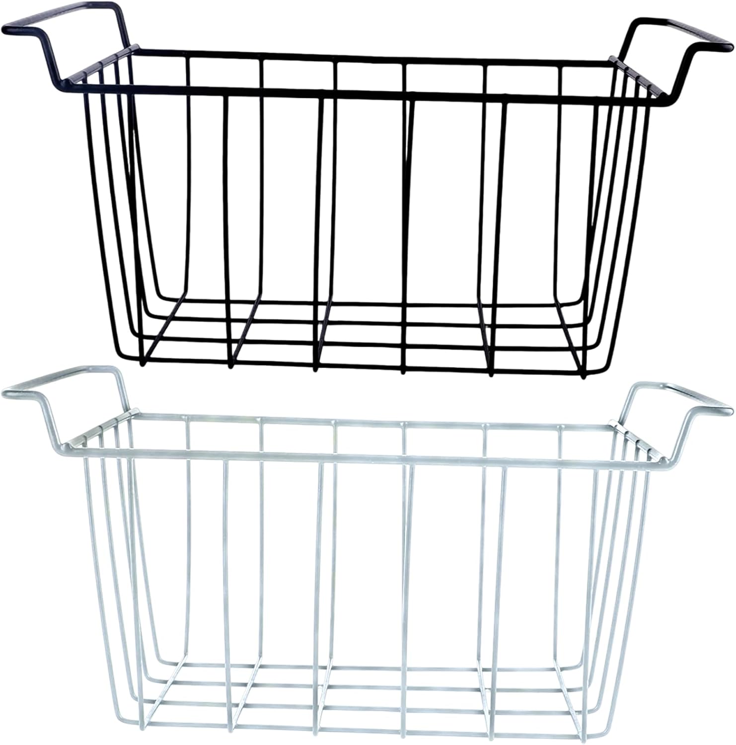 メタルメッシュ冷凍庫ストレージビン 防錆ワイヤーバスケット 2個 冷凍食品整理用 アイスチェスト冷蔵庫オーガナイザーバスケット