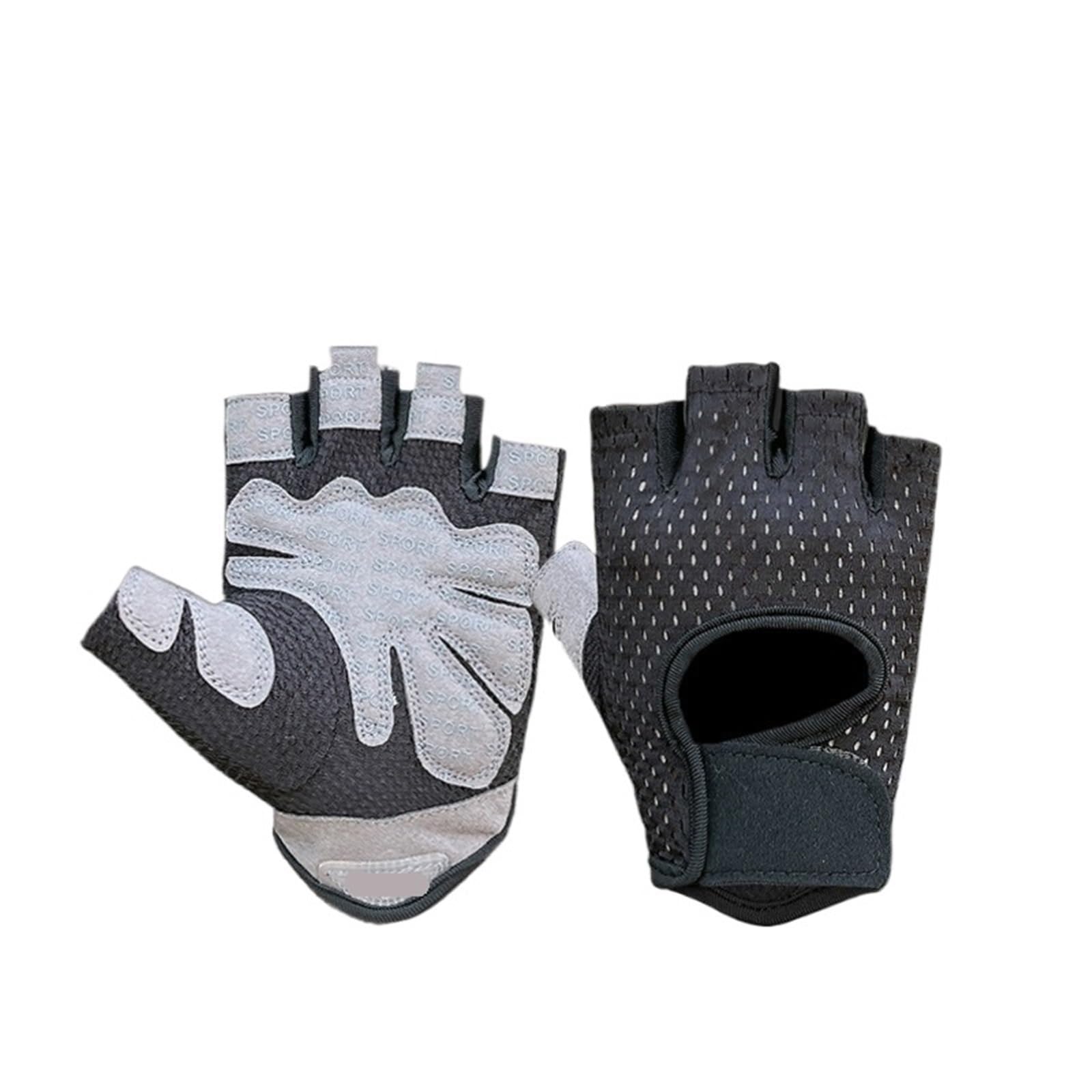 Guantes de Dedos Cortos, 2 Pares de Guantes Ciclismo Fitness Mujeres Hombres sin Dedos(Black,Large)
