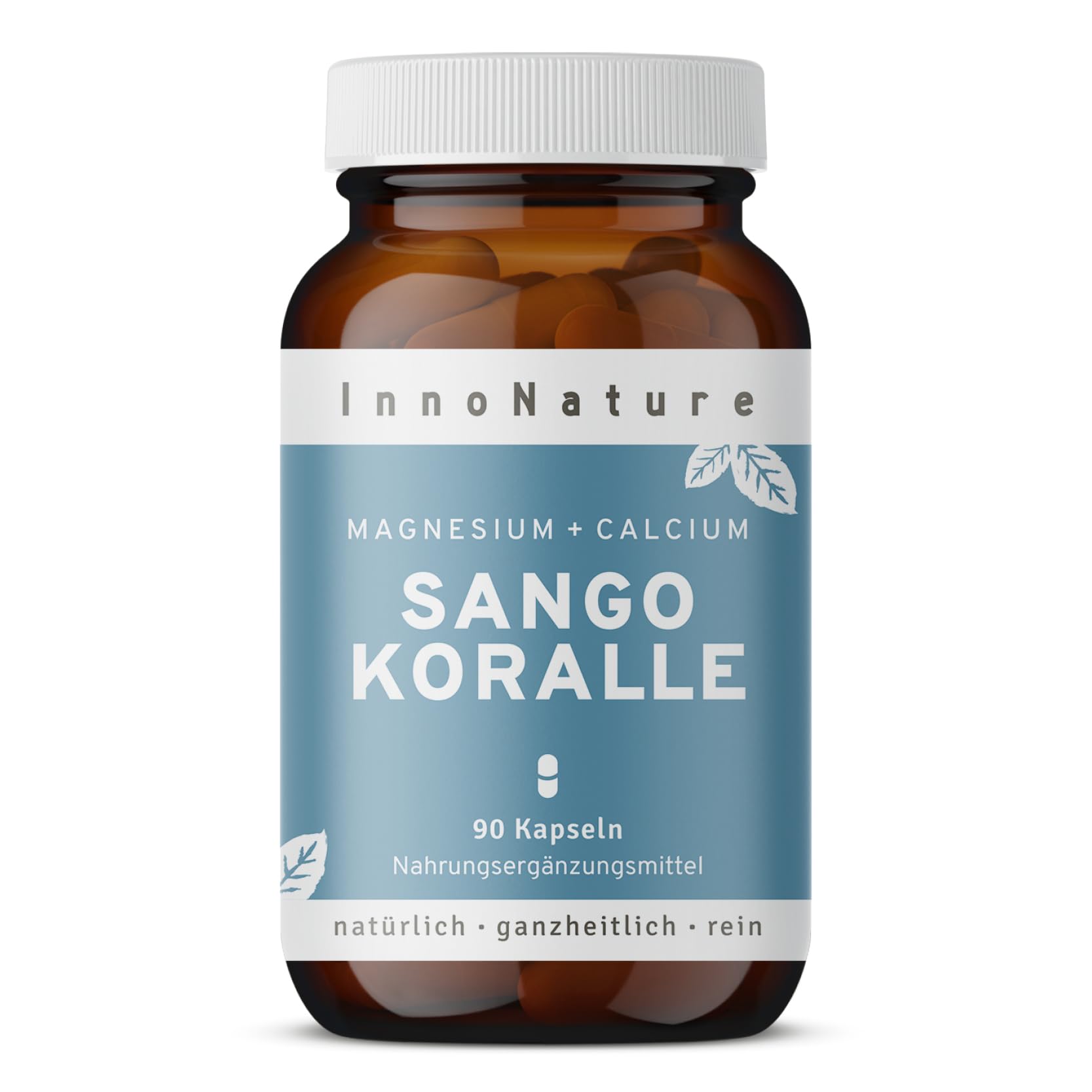 InnoNature Sango Meereskoralle Kapseln | natürliches Magnesium und Calcium aus der Sango Meereskoralle | 90 Kapseln, 678 mg Calcium, 339 mg Magnesium, laborgeprüft, vegan & hergestellt in DE