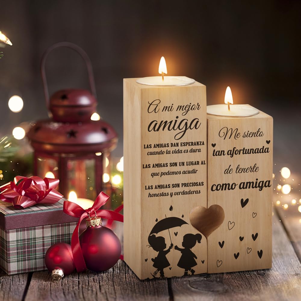 KAAYEE Candelabro en Forma de Corazón - Regalo para Hermana, Mujer, Cumpleaños, Navidad y Acción de Gracias (M)