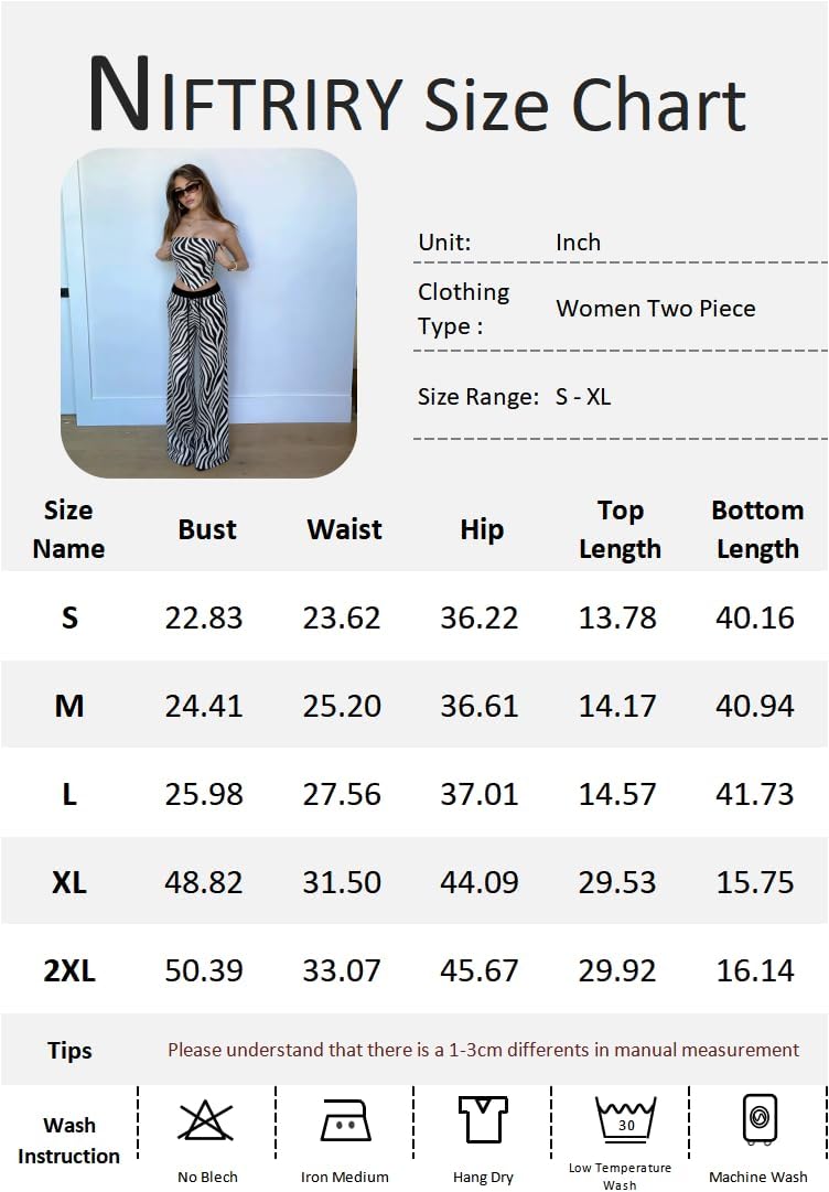 NIFTRIRY 2 Piece Sets for Women Sleeveless Tube Top and Wide Leg Pants for Going Out Outfits Women Clothing