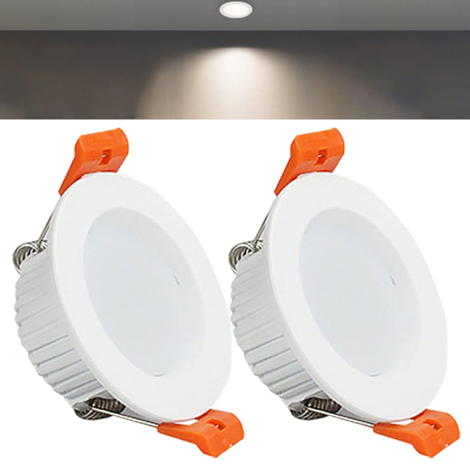 TTiiLoe 3W Round LED Recessed Ceiling Spotlights, 4000K Neutral White Ultra Slim Panel Ceiling Light, Cut Φ50-55mm, AC110-240V Downlights for Hallway Stairwell Showroom, 2 Pack
